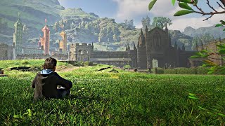 8 Hours Sitting on the Grass 🌿 Hogwarts Grounds Afternoon | Relaxing Ambience &amp; Soft Music
