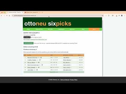 Ottoneu Six Picks to Streamfinder video preview 2
