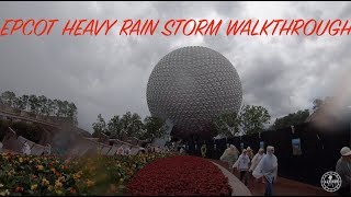 Epcot Future World RAIN STORM in 4K Walkthrough Tour | Walt Disney World Orlando Florida