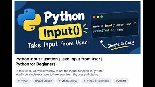 Python Input Function | input() in Python | Python for Beginners