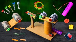 1 Science experiment project item made of cardboard dynamo motor five LED
