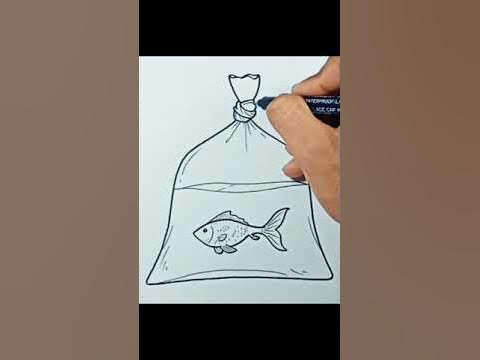 How to draw Fish in Plastic Bag #short 