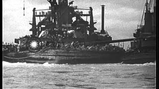 USS California (BB-44) being salvaged at Pearl Harbor HD Stock Footage