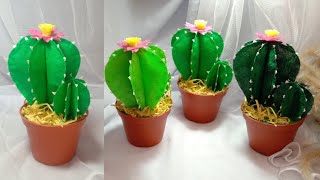 Tutorial Membuat Tanaman Kaktus dari Plastik Kresek /Kerajinan Membuat Kaktus dari Kresek