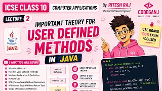 User defined functions ICSE JAVA Theory|CODEGANJ|Lecture-2
