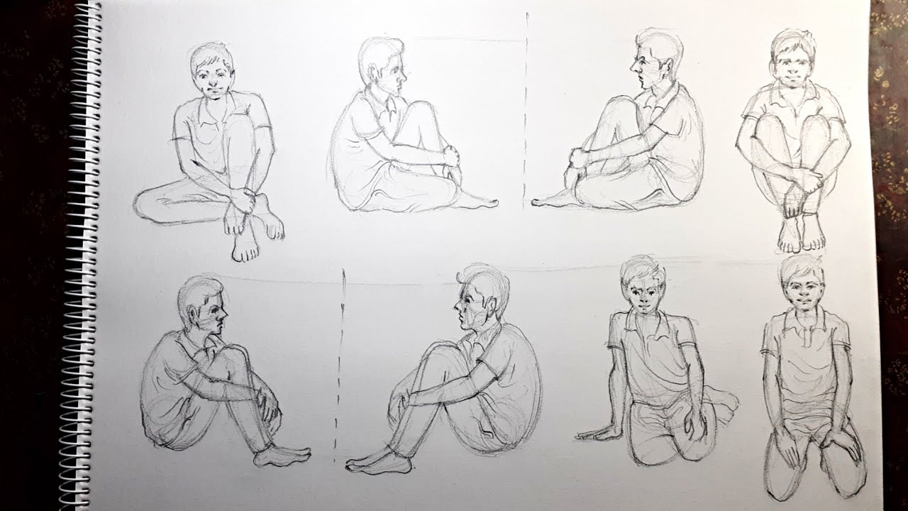 How to Draw Sitting Human Figure 2 YouTube