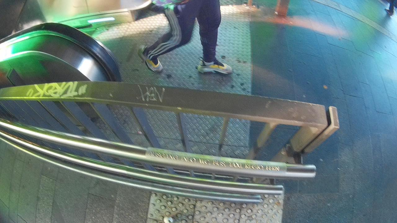 Braille & raised letter signage on hand rail at Berlin Lichtenberg S-Bahn Station.