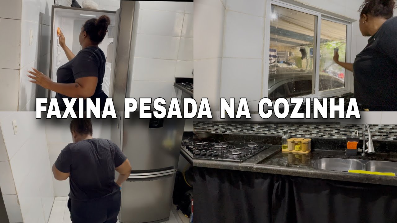 VLOG: FAXINA PESADA NA COZINHA || LIMPEI A GELADEIRA, JANELA E CHÃO || PAULA FERREIRA 