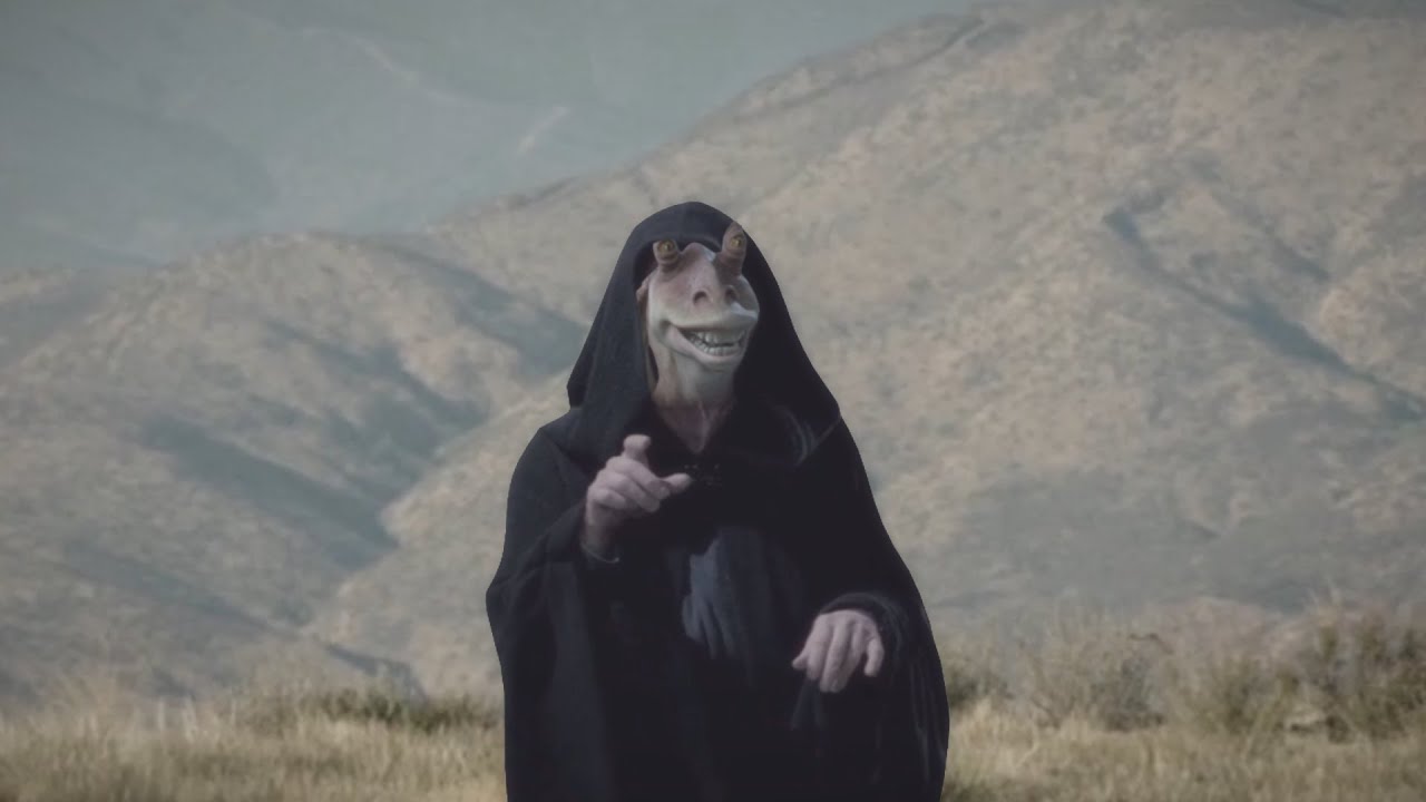 Obi Wan sees Darth Jar Jar in this chilling horror scene