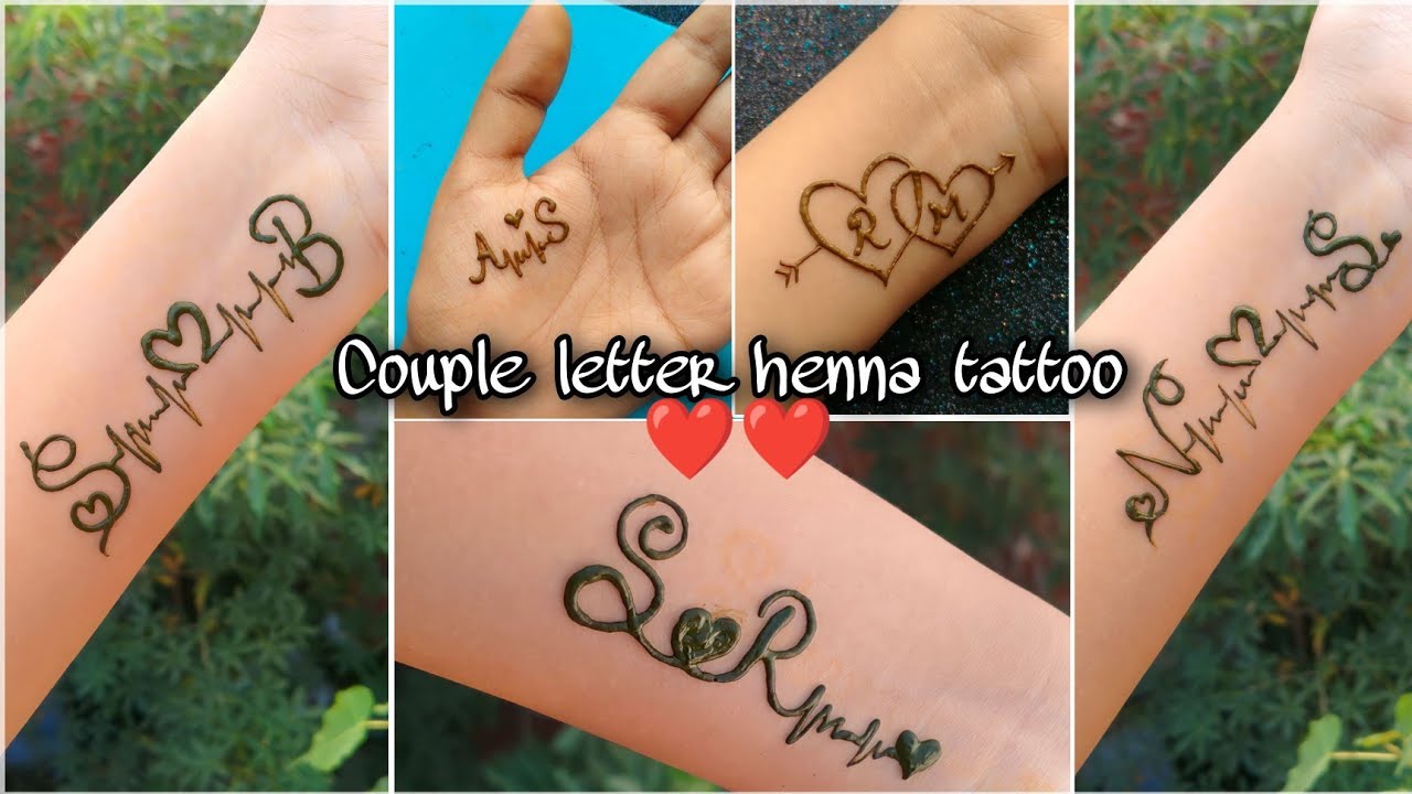 Couple letter mehndi design | Easy alphabet mehndi tattoo | SR,RM,SB,NS,AS henna tattoo