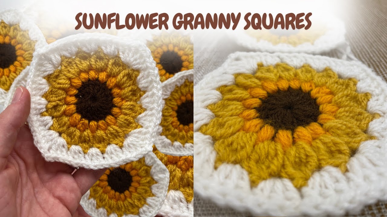 CROCHET Sunflower Granny Square Tutorial | Super Easy - YouTube