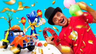 ¡Preparando el carro de Sonic X para el CARNAVAL! Video de coches de juguete para niños