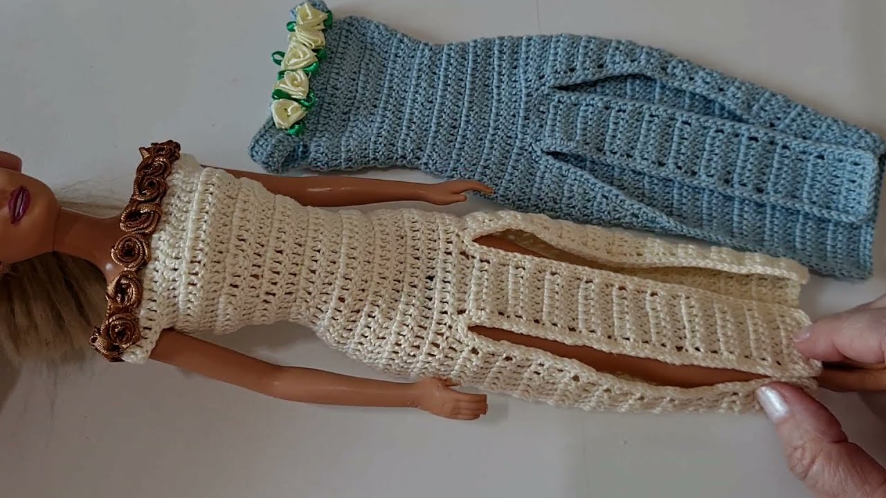DIY Como Fazer Vestido de Crochê Para Barbie Alta Moda Parte 1 Com Pecunia  Milliom Crochê 