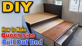 SUPER SPACE SAVER BED | Queen sized Pull out Bed with Drawers and Storage | Modular Pull out Bed