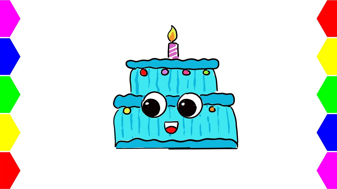 How to draw BIRTHDAY CAKE | Drawing and coloring for kids and toddlers