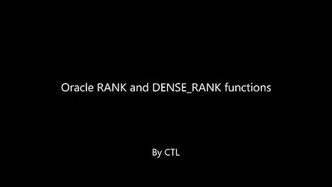 RANK and DENSE RANK functions in ORACLE