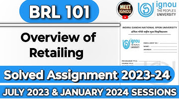 BRL 101 Solved Assignment 2023-24 // Overview of Retailing // #brl101 #BRL101 #BRL101_IGNOU #brl_101