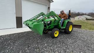 April 16 Lot 100 like new John Deere 3032E Tractor & 300E loader 30.5 hrs South Jersey Auction