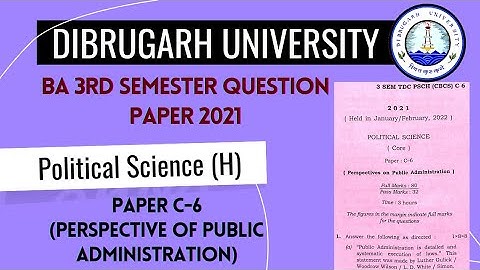 Dibrugarh University BA 3rd Semester Political Science (H) C-6 Question Paper 2021 CBCS