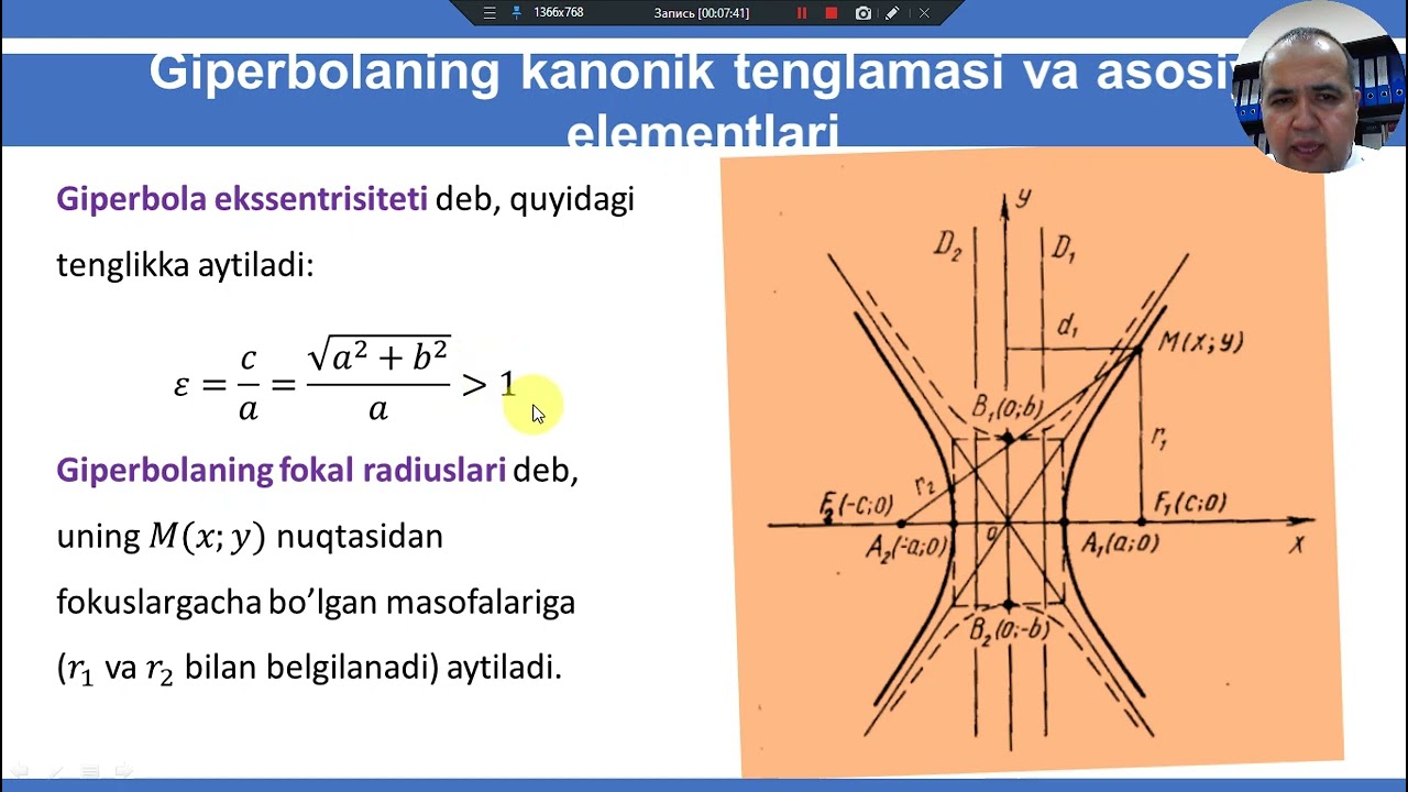 06 Ikkinchi tartibli egri chiziqlarning kanonik tenglamasi va asosiy elementlari