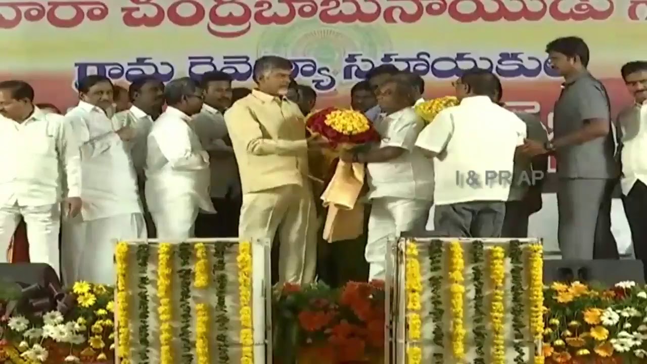 CM Nara Chandrababu Naidu live from the VRA's address, Krishna District.