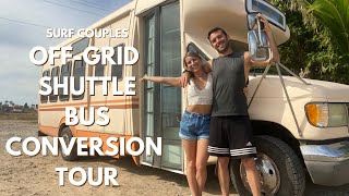 DIY Bus Conversion Tour | Hot Shower, Queen Bed, Kitchen in 90 Days!