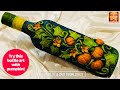 Bottle art with pumpkin plant, bottle decoration ideas