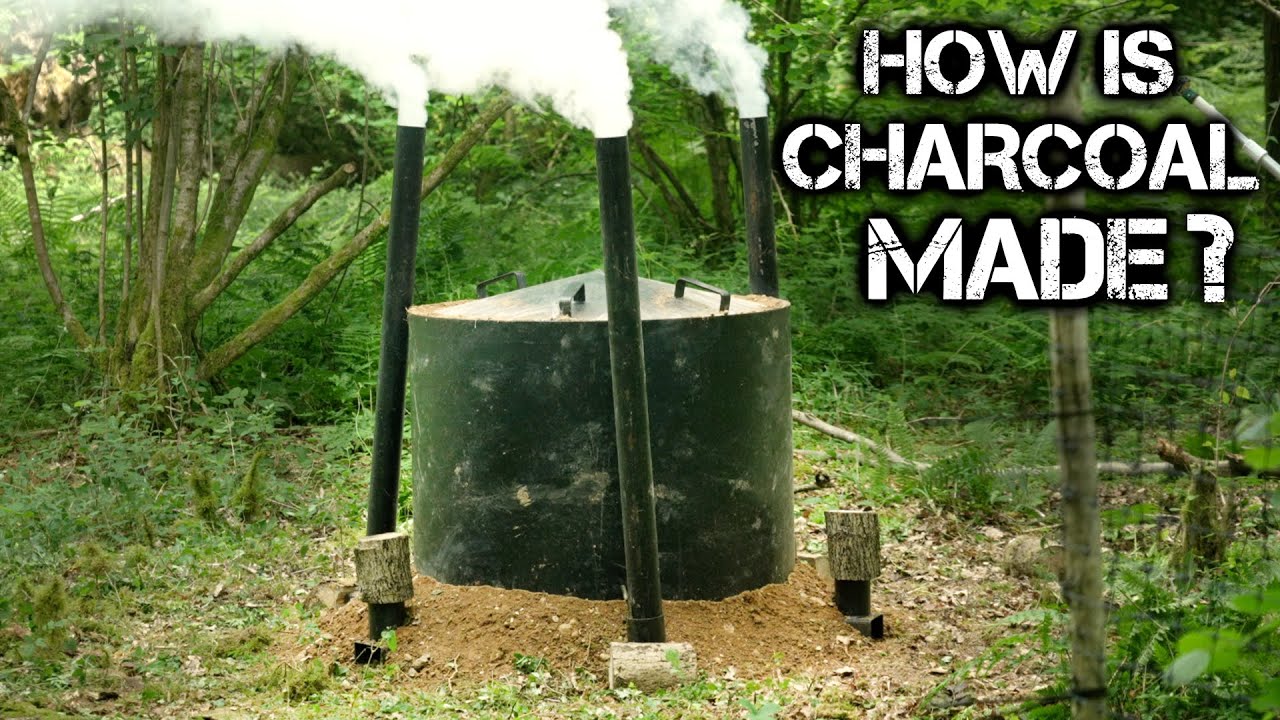 How Charcoal is Made in the UK - Ring Kiln Charcoal Burner in the Woods