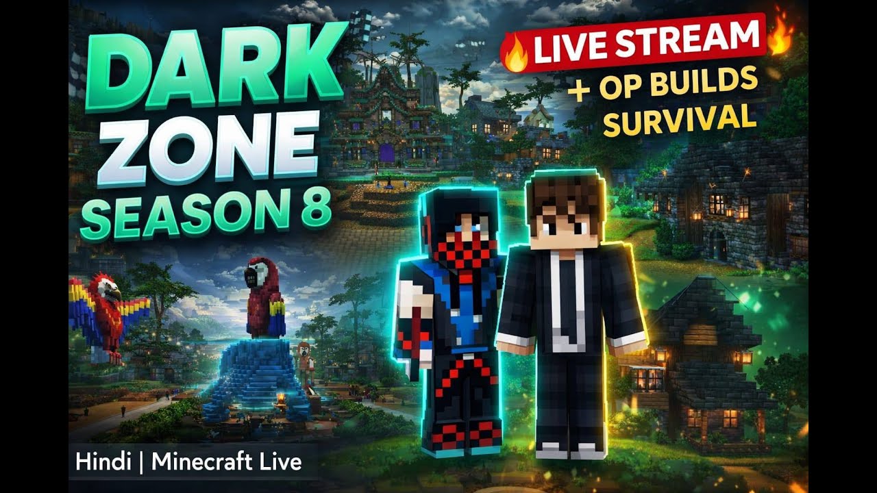 Dark Zone Season 8 LIVE 🔥 | OP Builds + Pure Survival | Hindi Minecraft