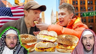 Brits try the best Bagels in New York! Arab Muslim Brothers React