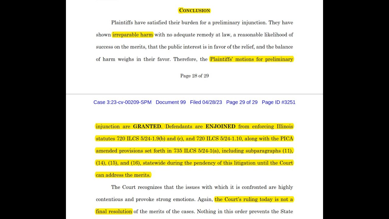 Illinois Assault Weapon Ban: Judicial [TEMPORARY] ruling today.