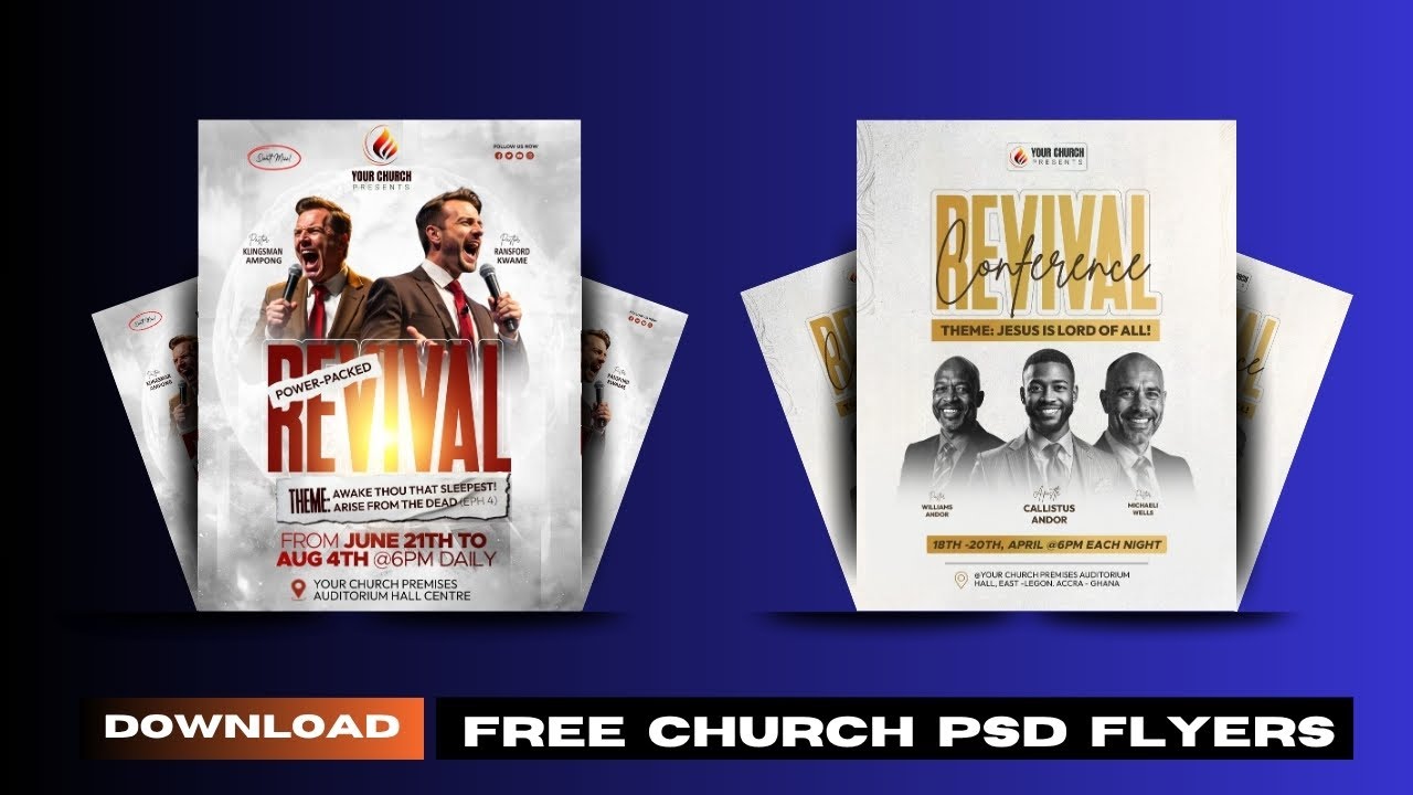 FREE PSD Church Flyer Files - Fully Editable | WORD: Abide in Me!