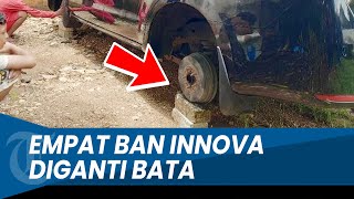 EMPAT BAN MOBIL Toyota Innova di Tuban Diganti Maling dengan Bata