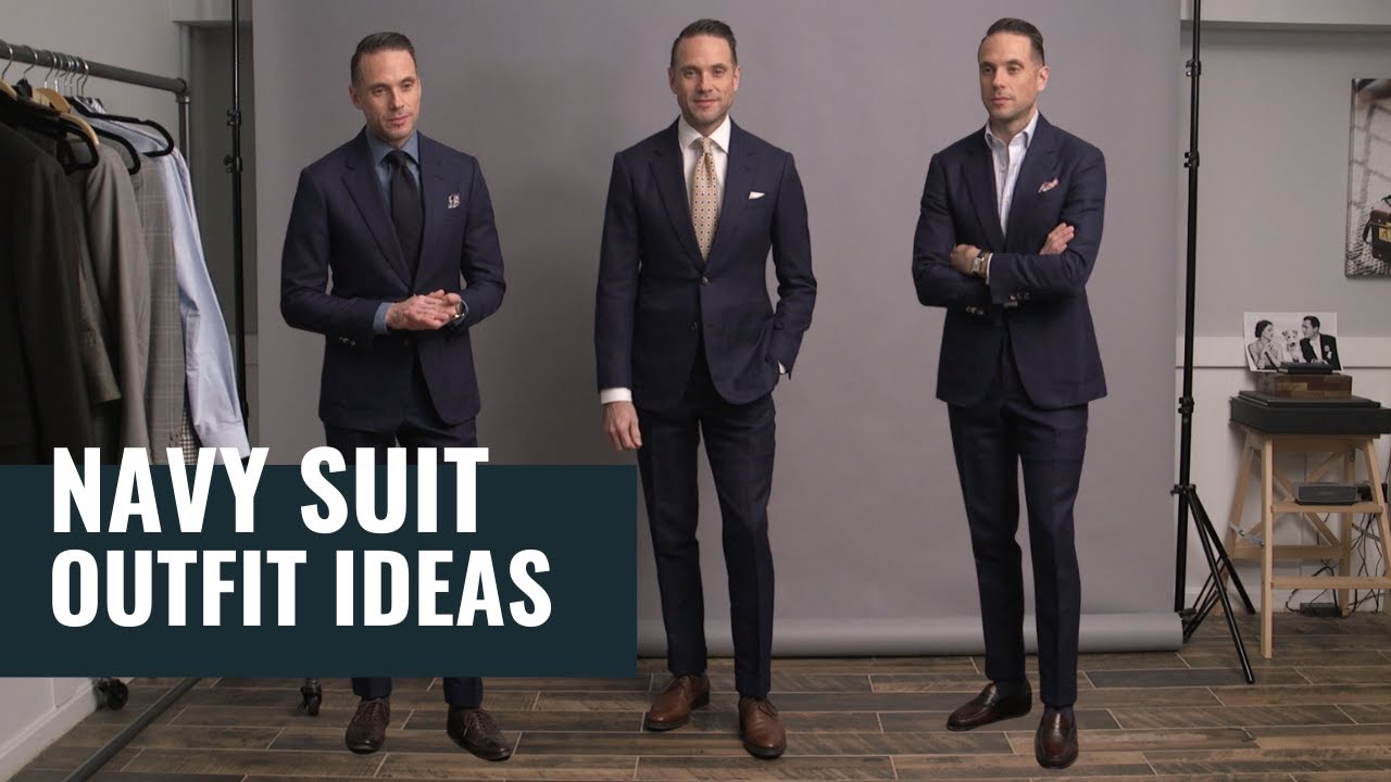 5 Navy Suit Outfit Ideas for Spring | Navy Blue Suit Lookbook | Outfit  Inspiration - YouTube