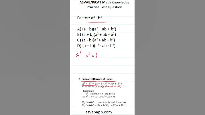 Factoring: ASVAB/PiCAT Math Knowledge Practice Test Question #acetheasvab with #grammarhero #afqt