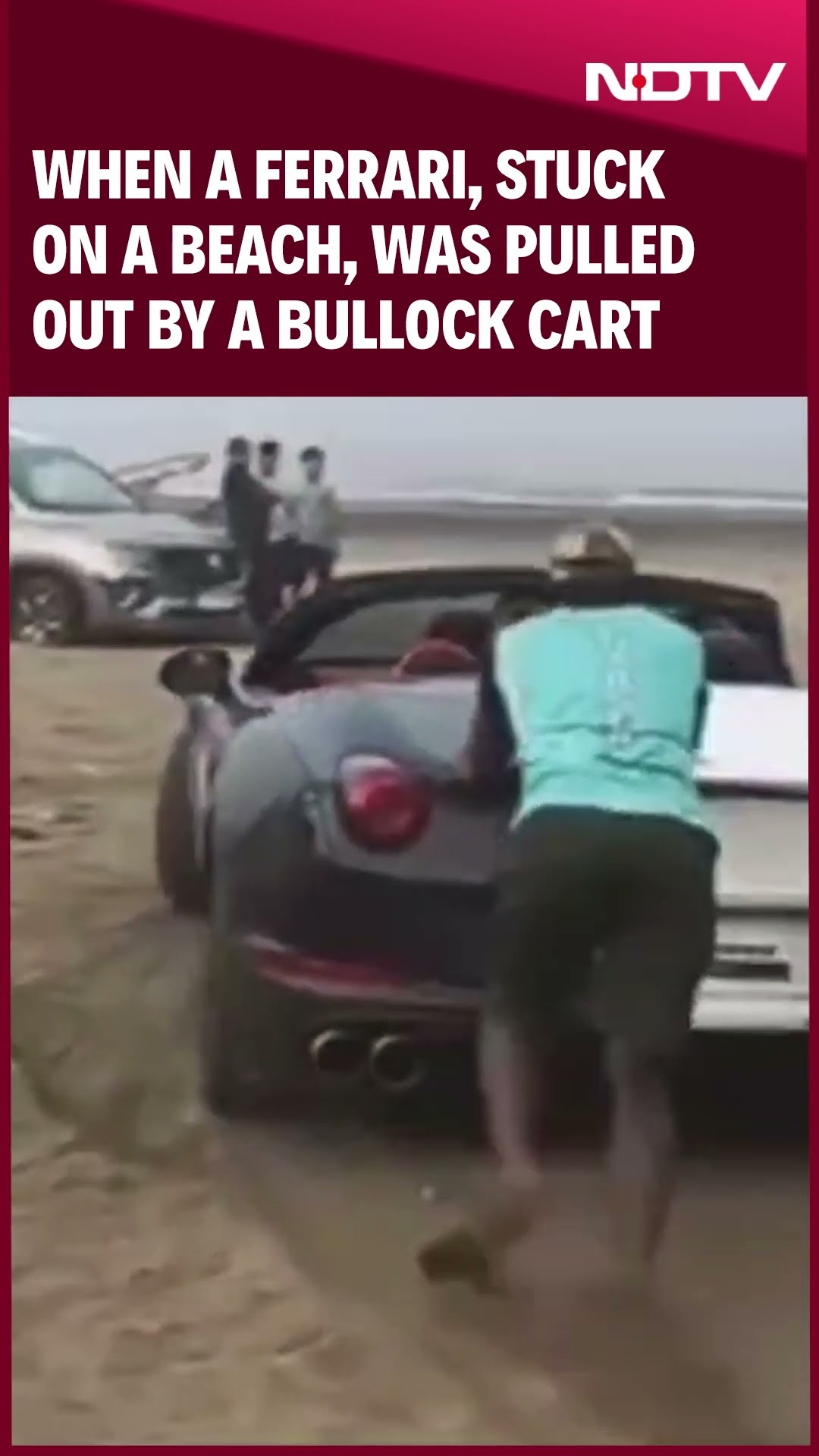Ferrari Stuck On Beach | When A Ferrari, Stuck On A Beach, Was Pulled Out By A Bullock Cart