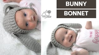 CROCHET: Bunny Baby BONNET Crochet Pattern, Step by Step Tutorial by Winding Road Crochet