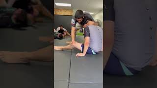 ?Fake back step to far side knee bar?