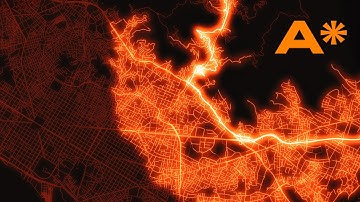 A* Pathfinding Algorithm finds the shortest route on a real map