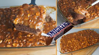 Snickers Cake  ?? كيكة السنيكرز / كيكة السعادة / بصوص الكراميل الاقتصادي ? بتدوب في الفم لآخر قطعة