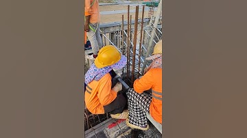 Technical Install column rebar on roof beam to cast concrete