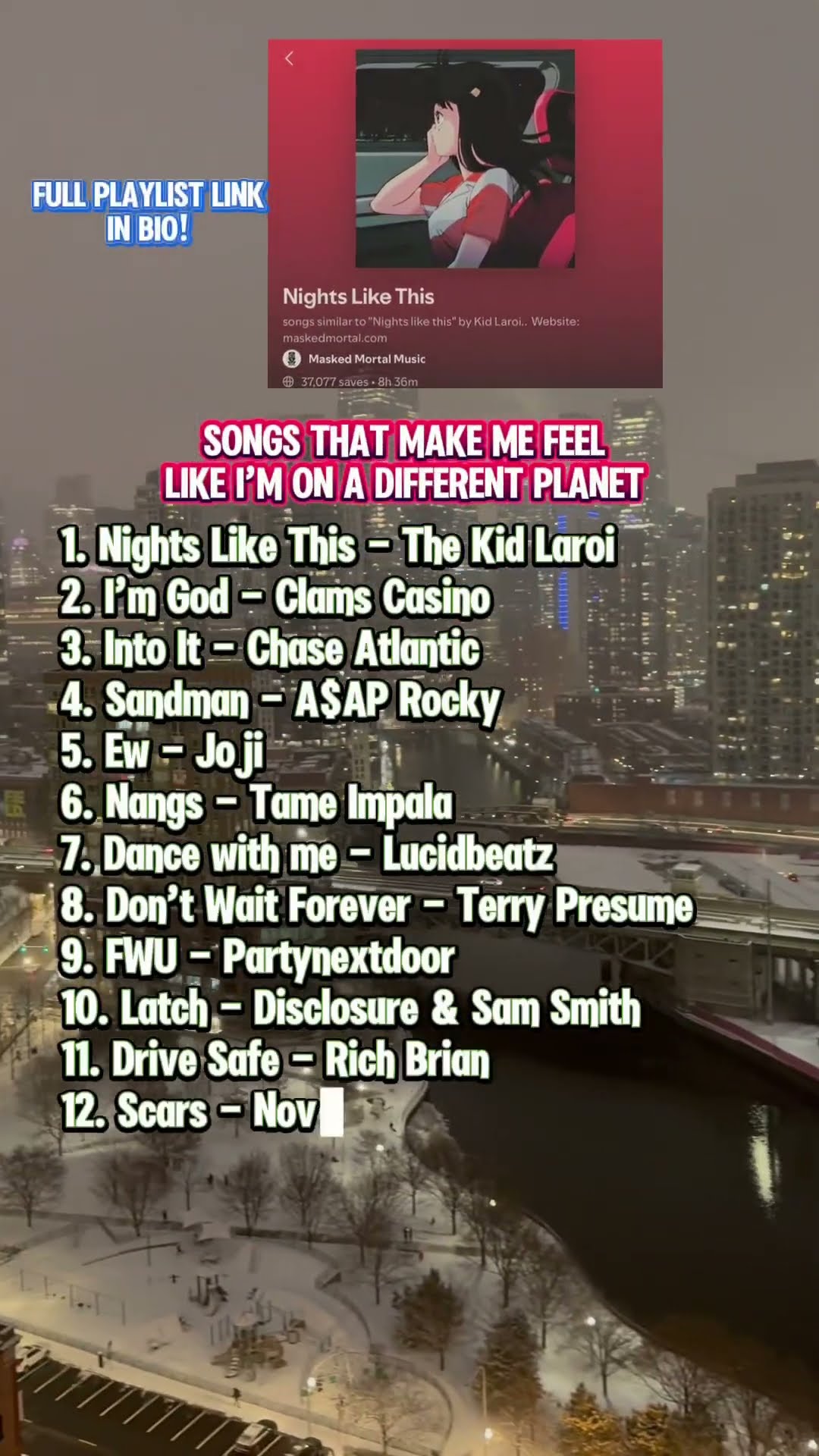 Songs perfect for “nights like this” The snow is coming down, has me feeling some type of way!