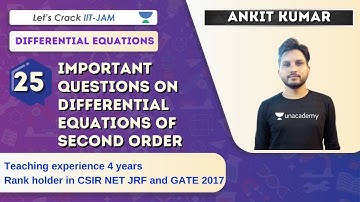 Important Questions on Differential Equations of Second Order | Target IIT-JAM 2021 | Ankit Kumar