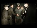 Nazi General Anton Dostler is tied to a stake before his execution by a firing squad, 1945