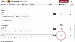 How to add and edit taxes and markups in ProDocs Estimate editor
