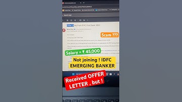 WHY NOT JOINING IDFC EMERGING BANKER AFTER RECEIVING OFFER LETTER 🔴#job #idfc #shorts #trending