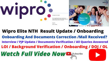 Wipro Result Update / Elite NTH Hiring / Onboarding Process / PJP Received? BGV! LOI / DOJ #wipro OL