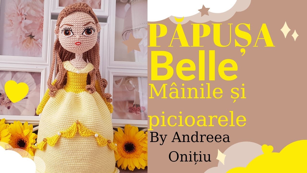 Păpușa Belle croșetată,mâini&picioare
