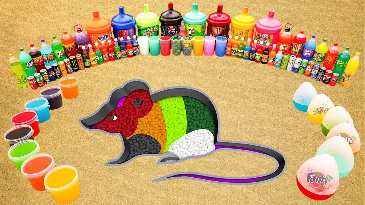 Как сделать радужную мышку из Orbeez, гигантской Pepsi, 7up, Mountain Dew, Coca-Cola и Mentos.