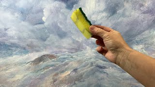 Sponge Painting Clouds with a Dreamy Atmosphere #354